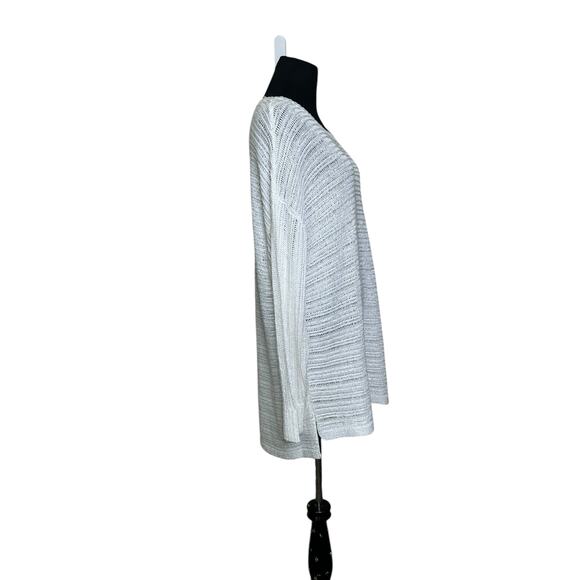 DKNY ivory metallic white crochet long sleeves tunic sweater size Large - Picture 8 of 10